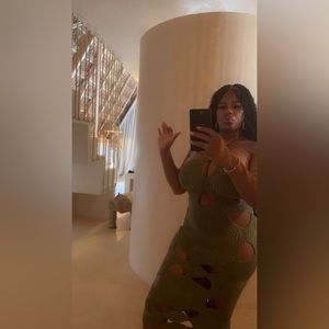 Green Cut out Crochet Dress